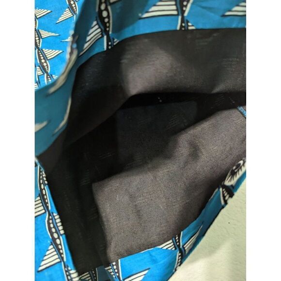 FRANCIS + BENEDICT Vibrant Teal Geometric African Print Cotton Fair Trade Mini M - Picture 5 of 12